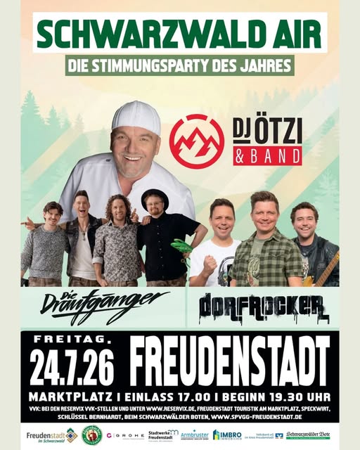 Schwarzwald Air 2026 Plakat - DJ Ötzi, Die Draufgänger, Dorfrocker